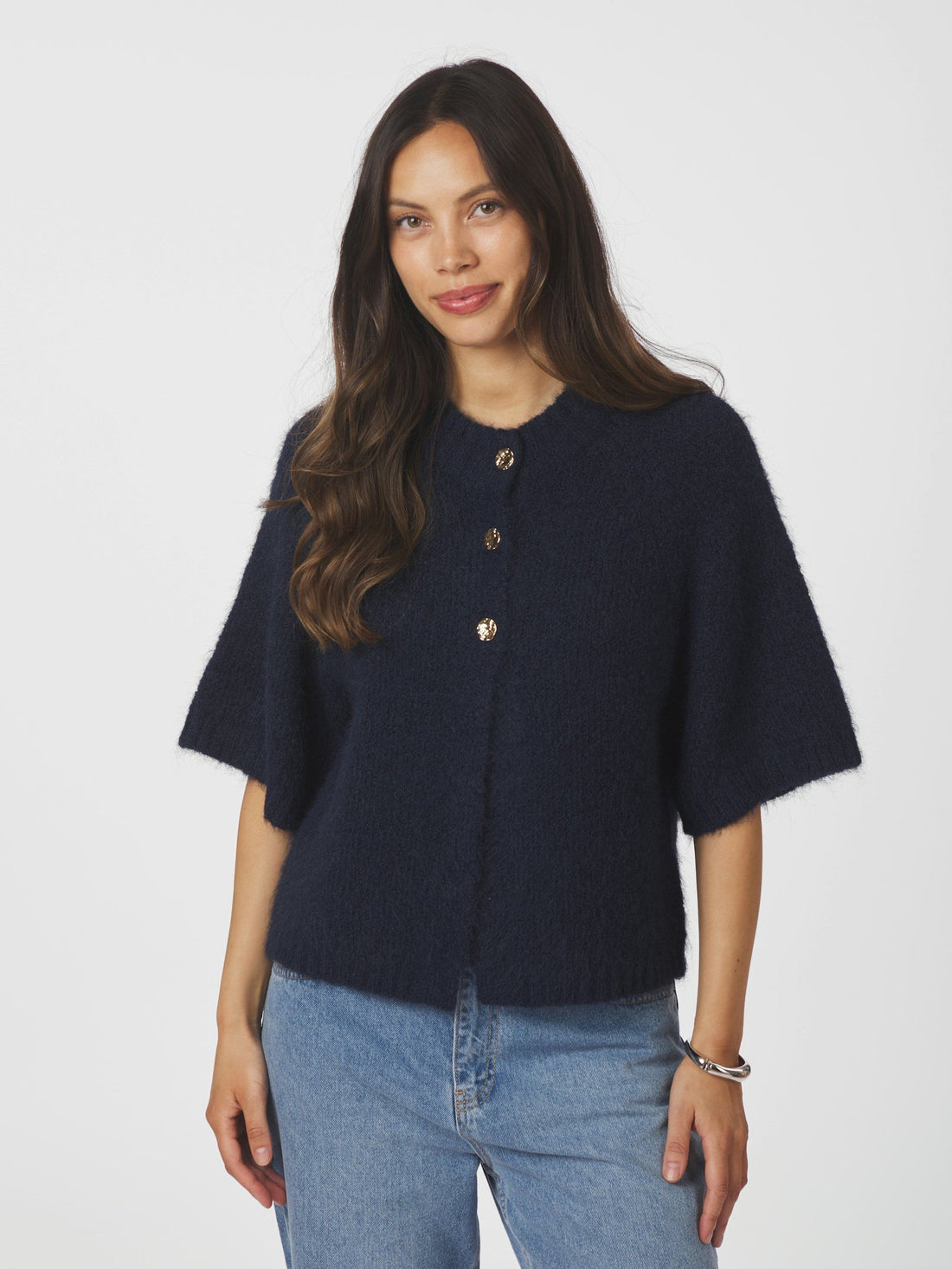 Benuta Fluffy Knit Cardigan - Navy