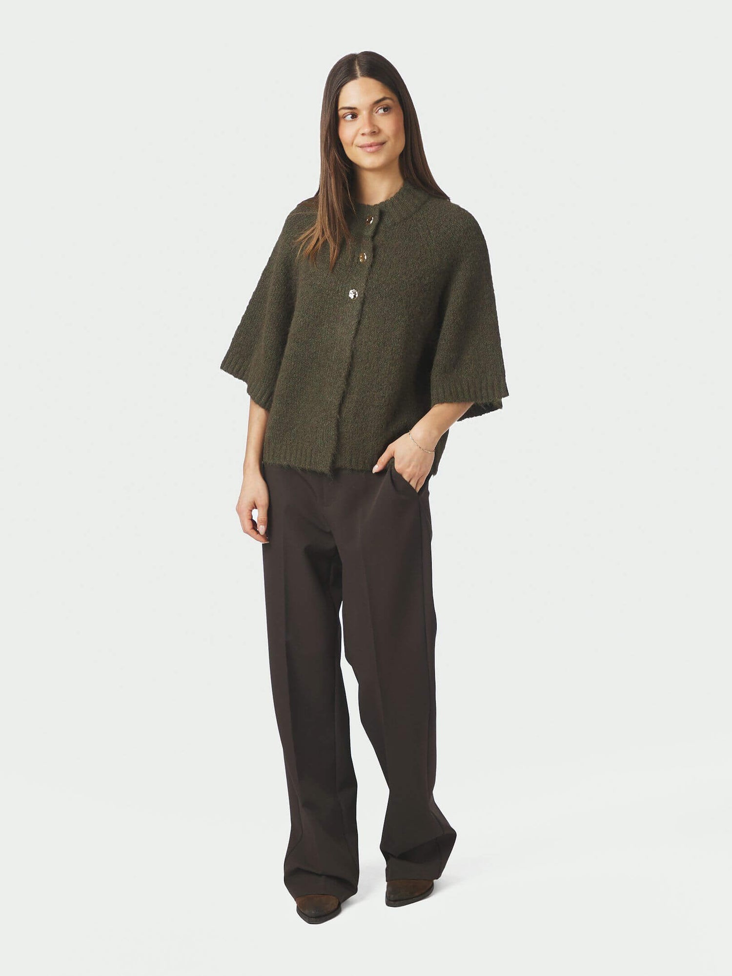 Benuta Fluffy Strickjacke - Army