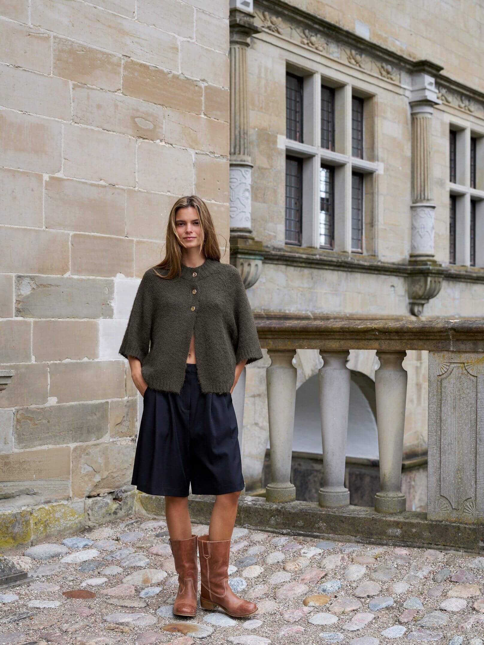Benuta Fluffy Strickjacke - Army