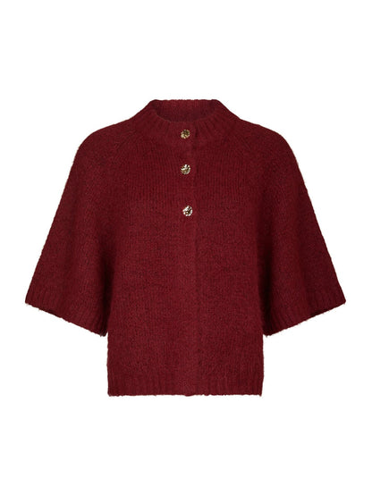 Benuta Fluffy Knit Cardigan - Dark Red