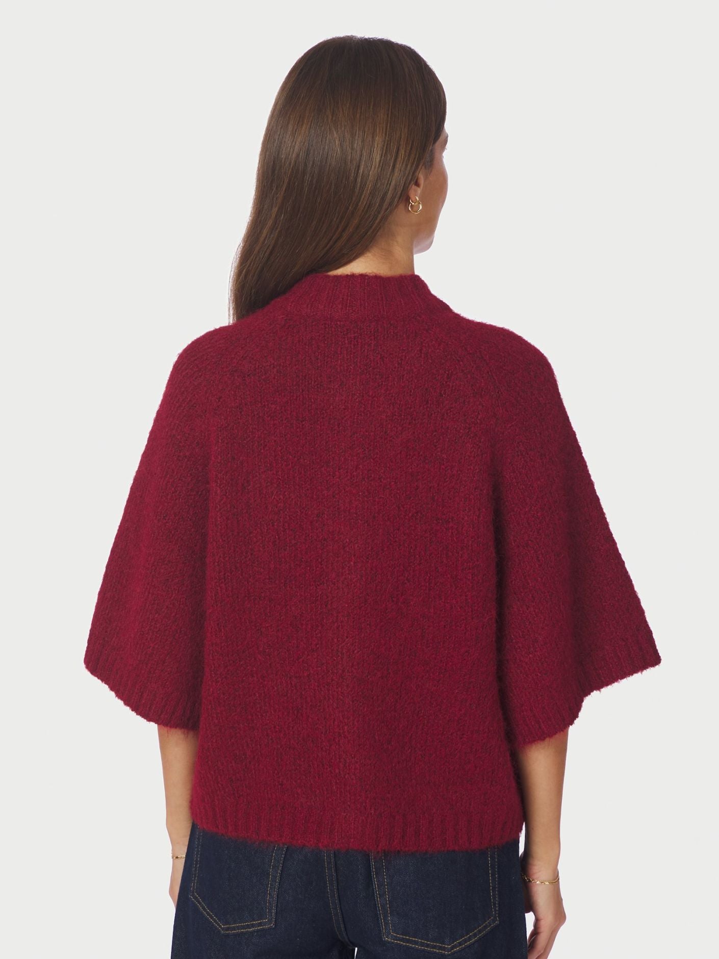 Benuta Fluffy Knit Cardigan - Dark Red