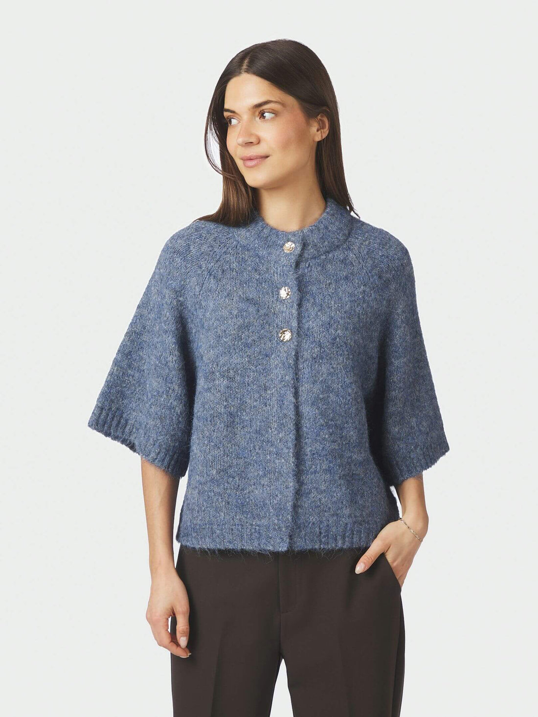 Benuta Fluffy Knit Cardigan - Smoke Blue