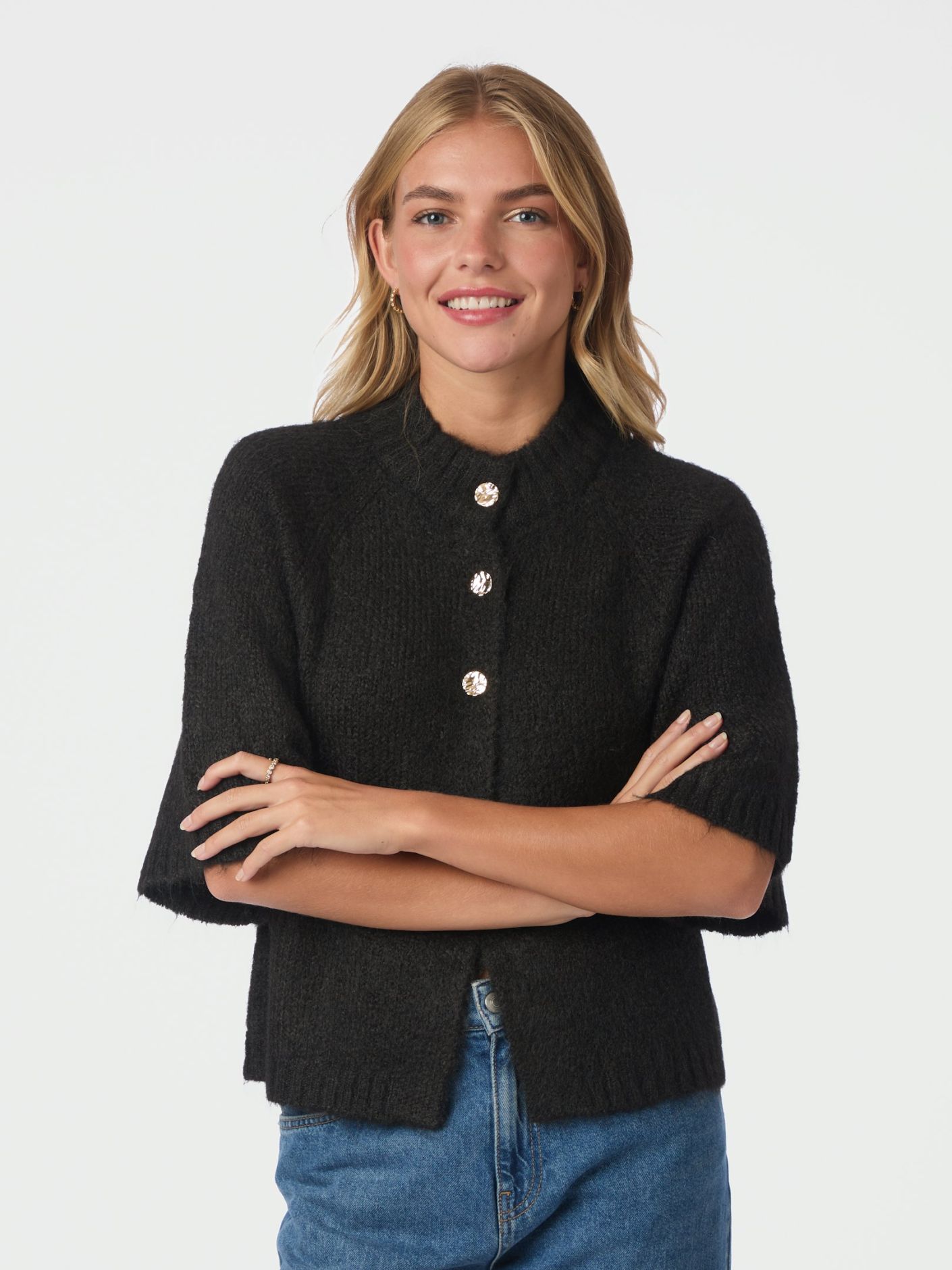 Benuta Fluffy Knit Cardigan - Dark Brown