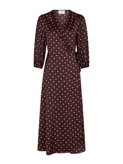 Malinga dot Dress - Wine