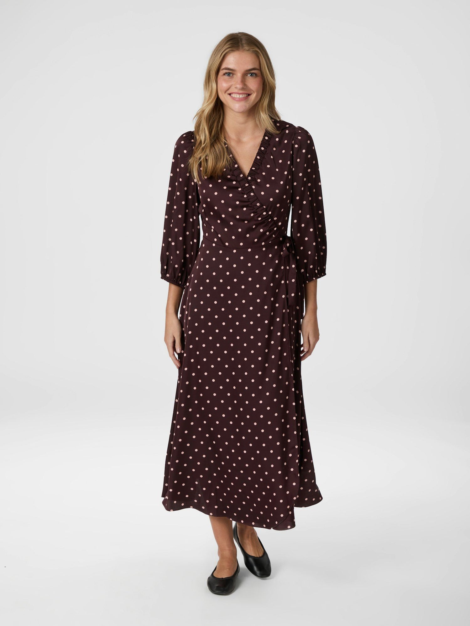 Malinga dot Dress - Wine