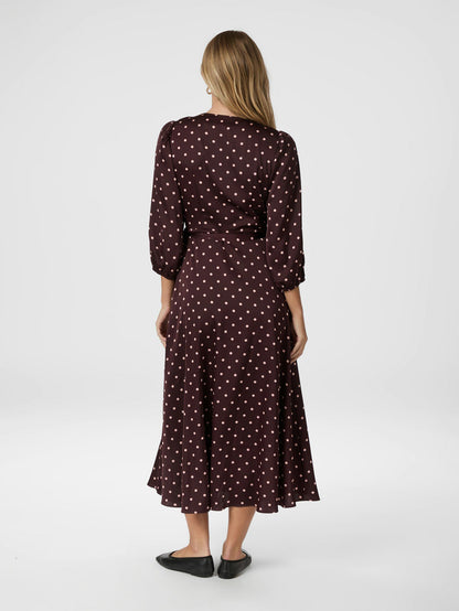 Malinga dot Dress - Wine