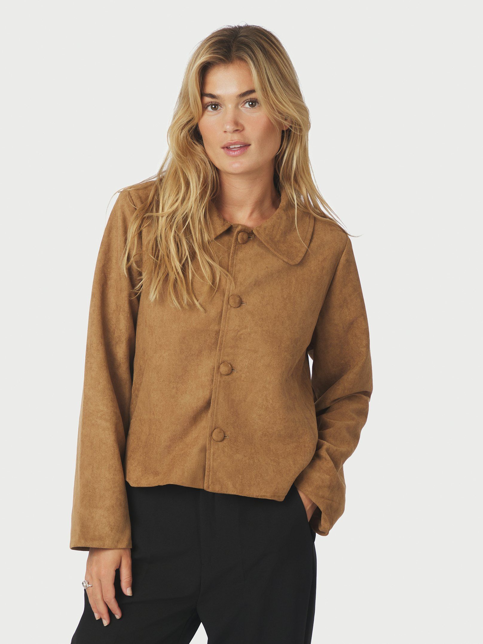 Nilo Faux Suede Jacket - Cognac