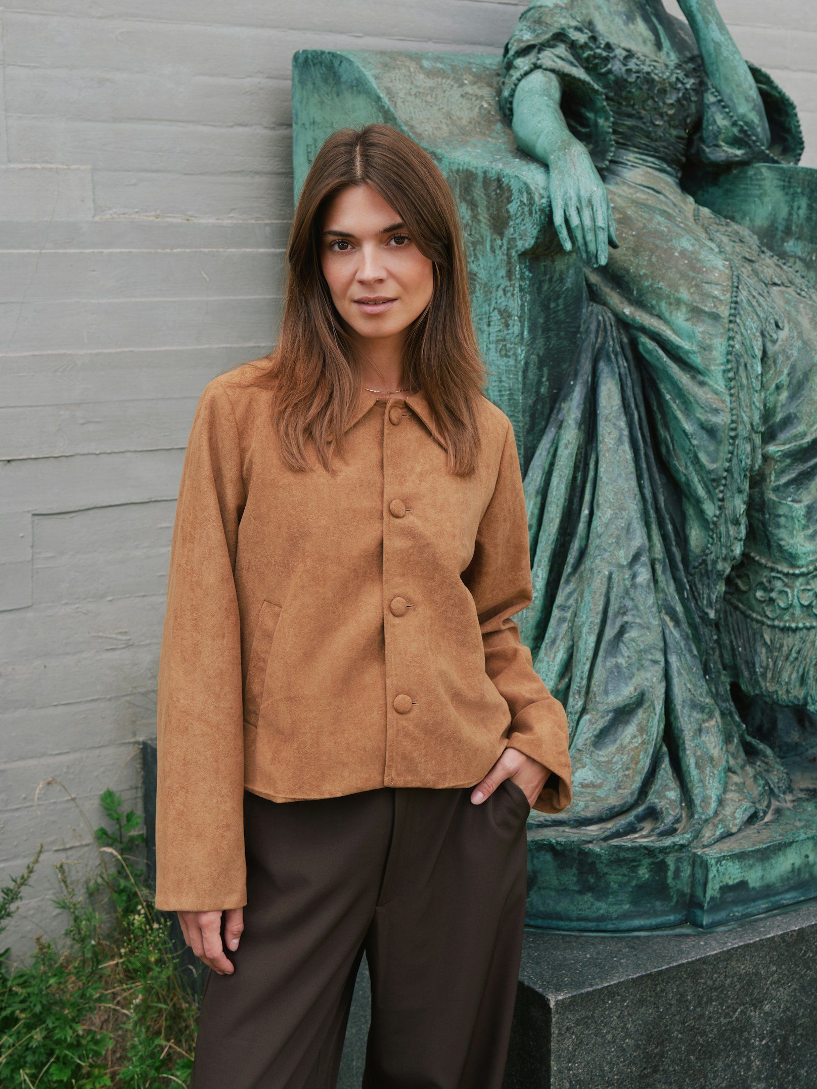 Nilo Faux Suede Jacket - Cognac