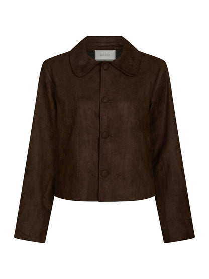 Nilo Faux Suede Jacket - Dark Brown