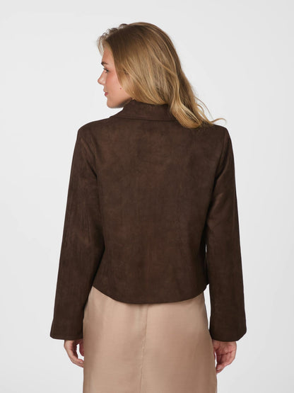Nilo Faux Suede Jacket - Dark Brown