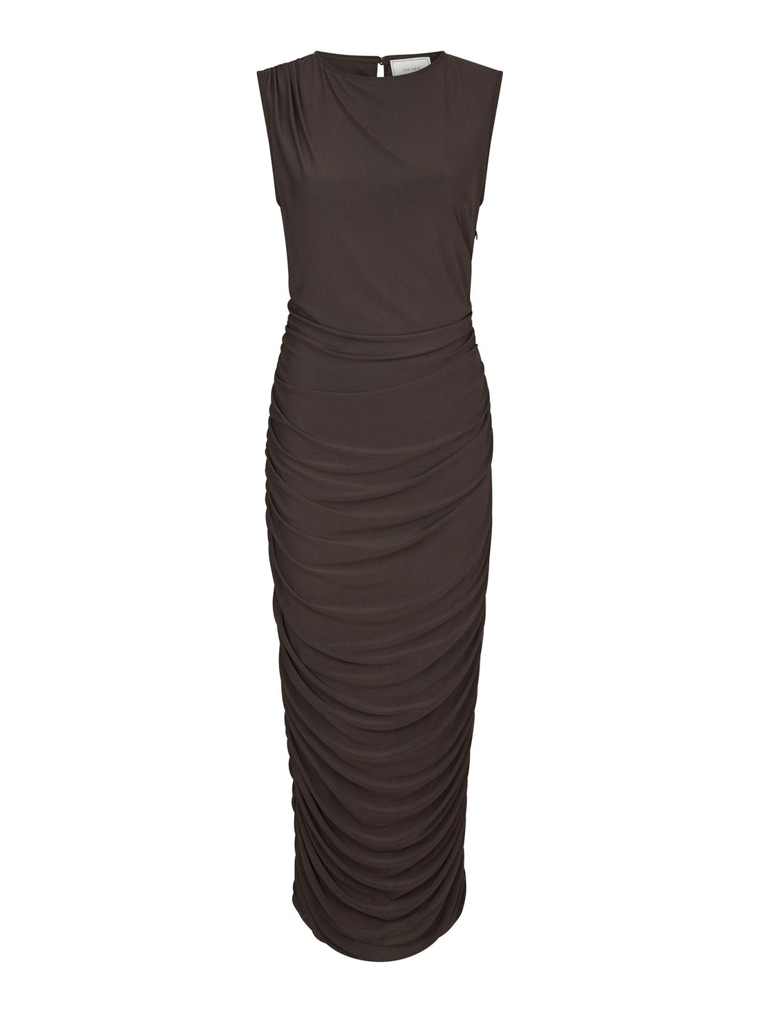 Corilina Solid Mesh Dress - Brown
