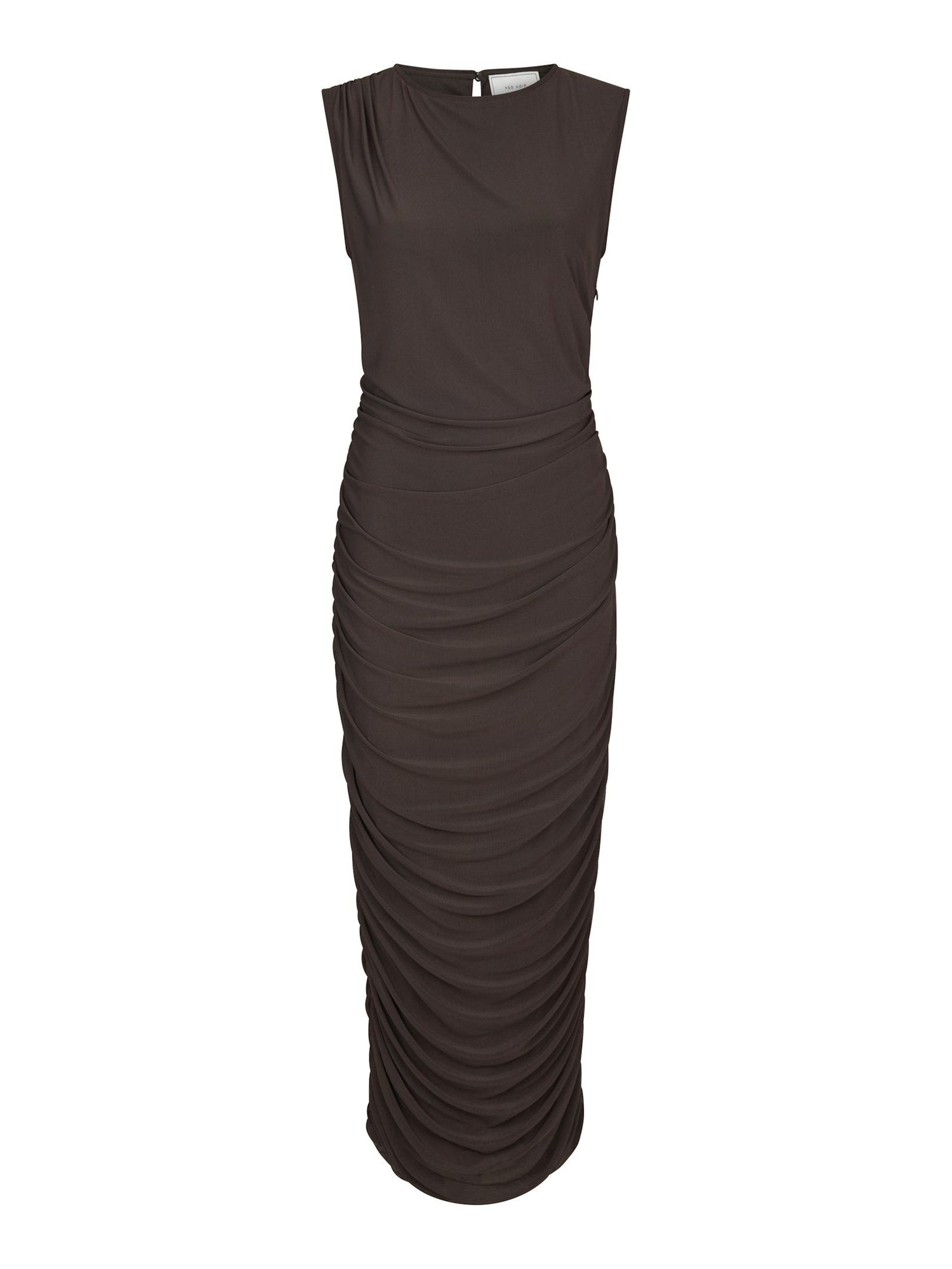 Corilina Solid Mesh Dress - Brown