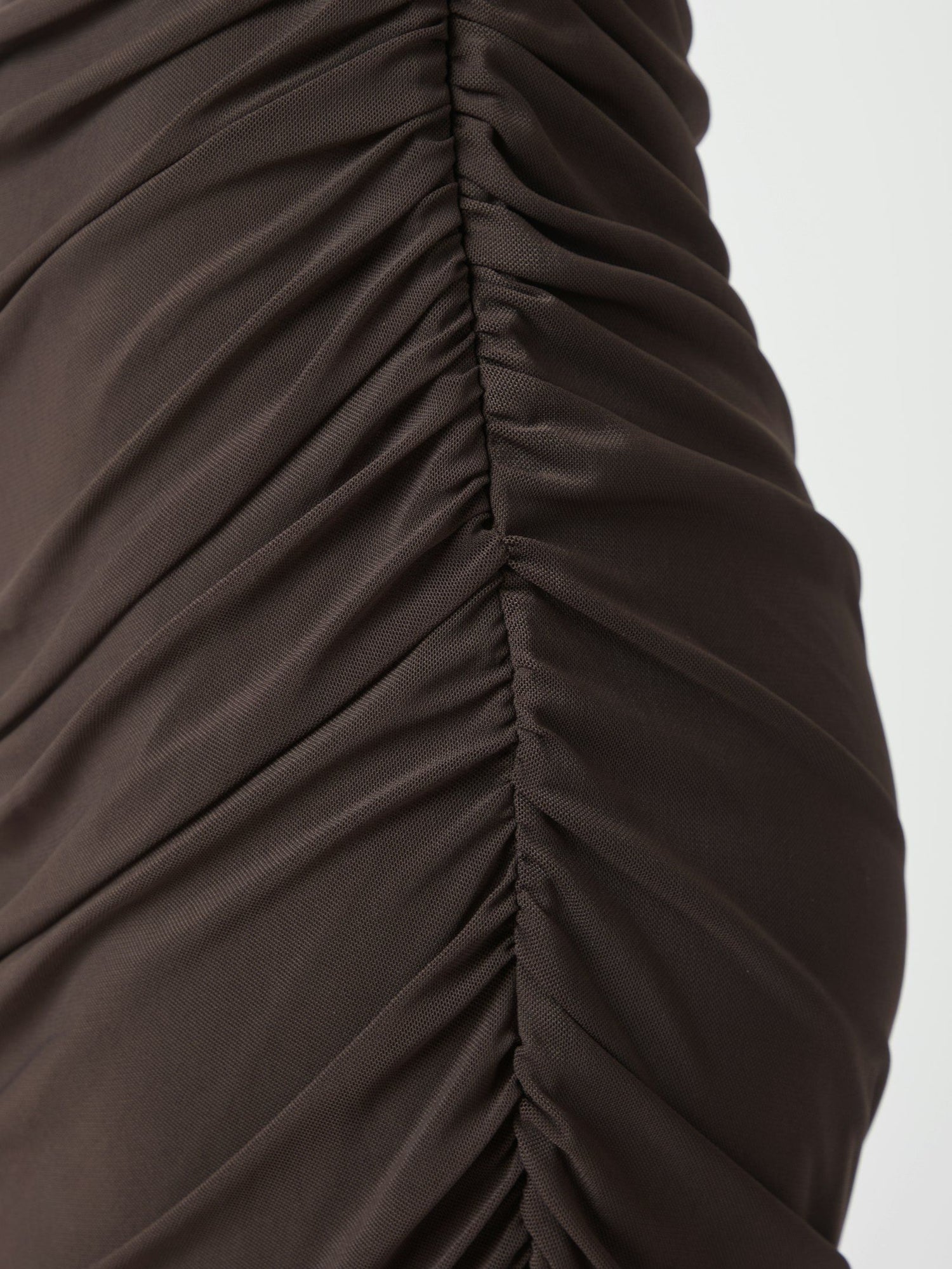 Corilina Solid Mesh Dress - Brown