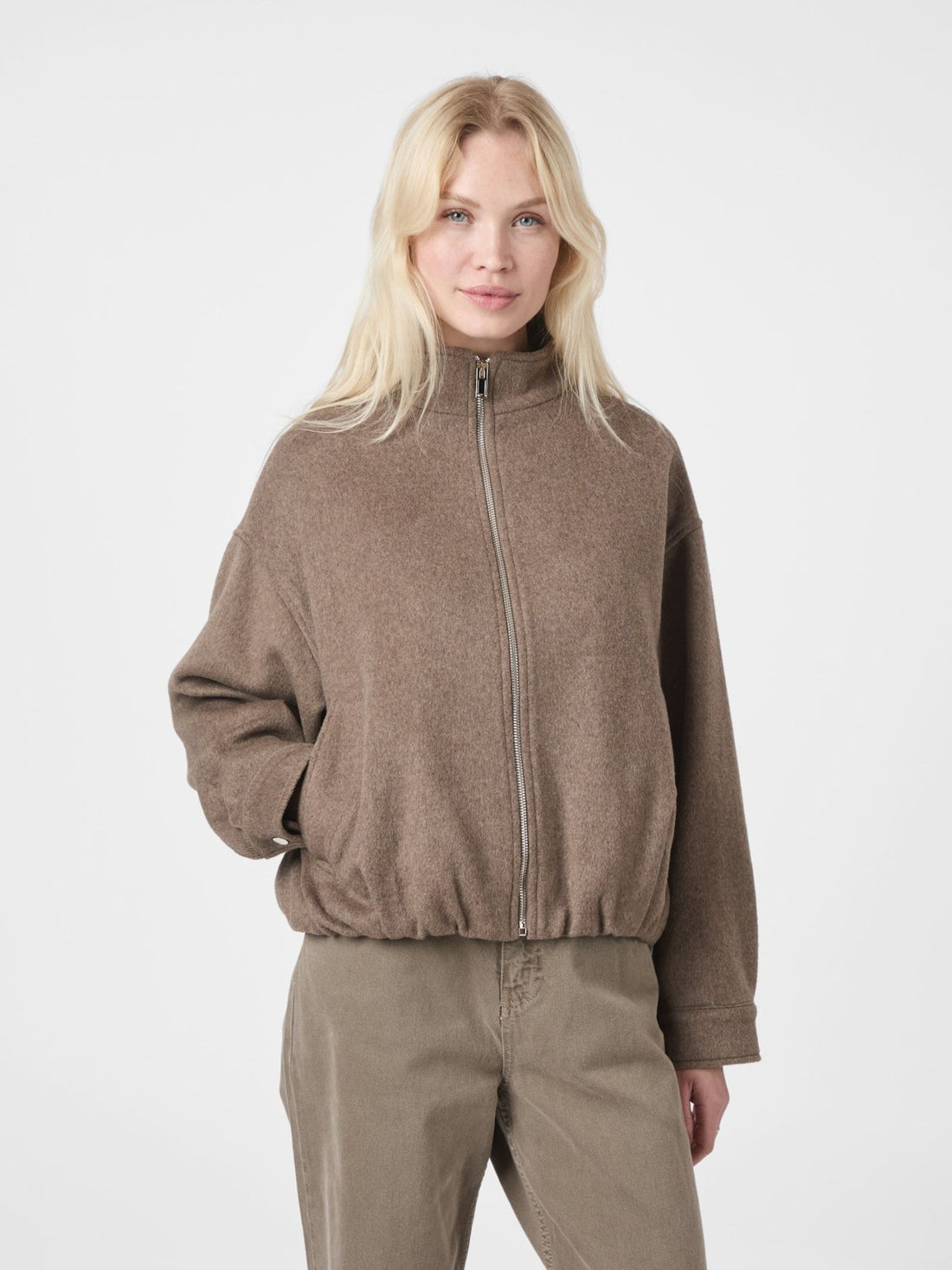 Florine Wool Bomber Jacket - Light Brown