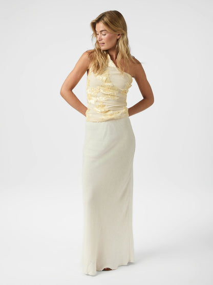 Florini Big Flower Mesh Top - Light Yellow