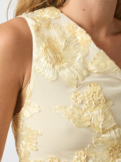 Florini Big Flower Mesh Top - Light Yellow