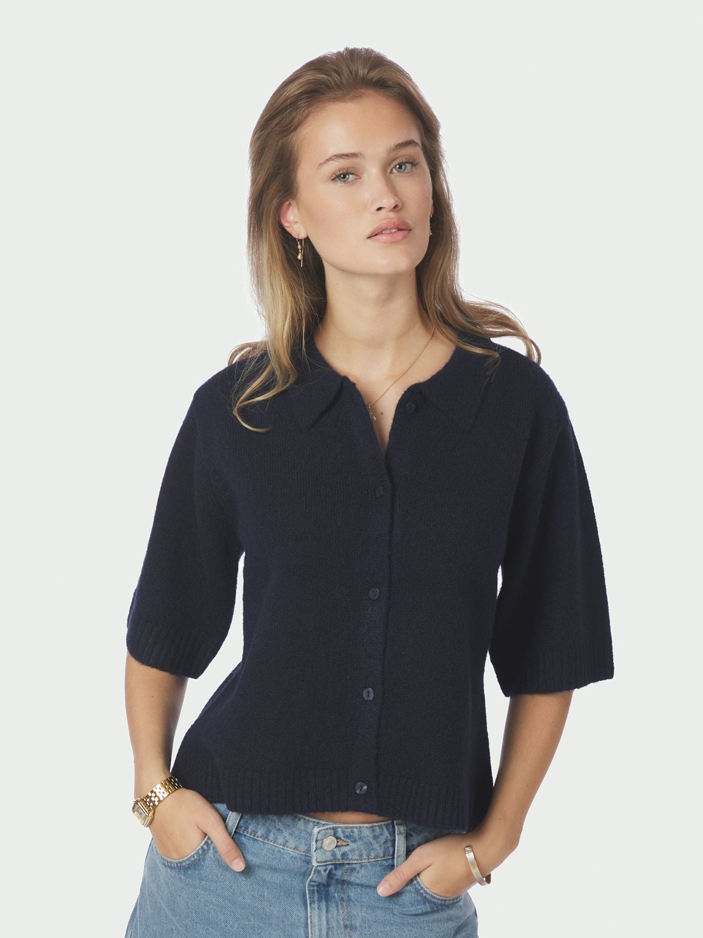 Cunna Knit Blouse - Navy