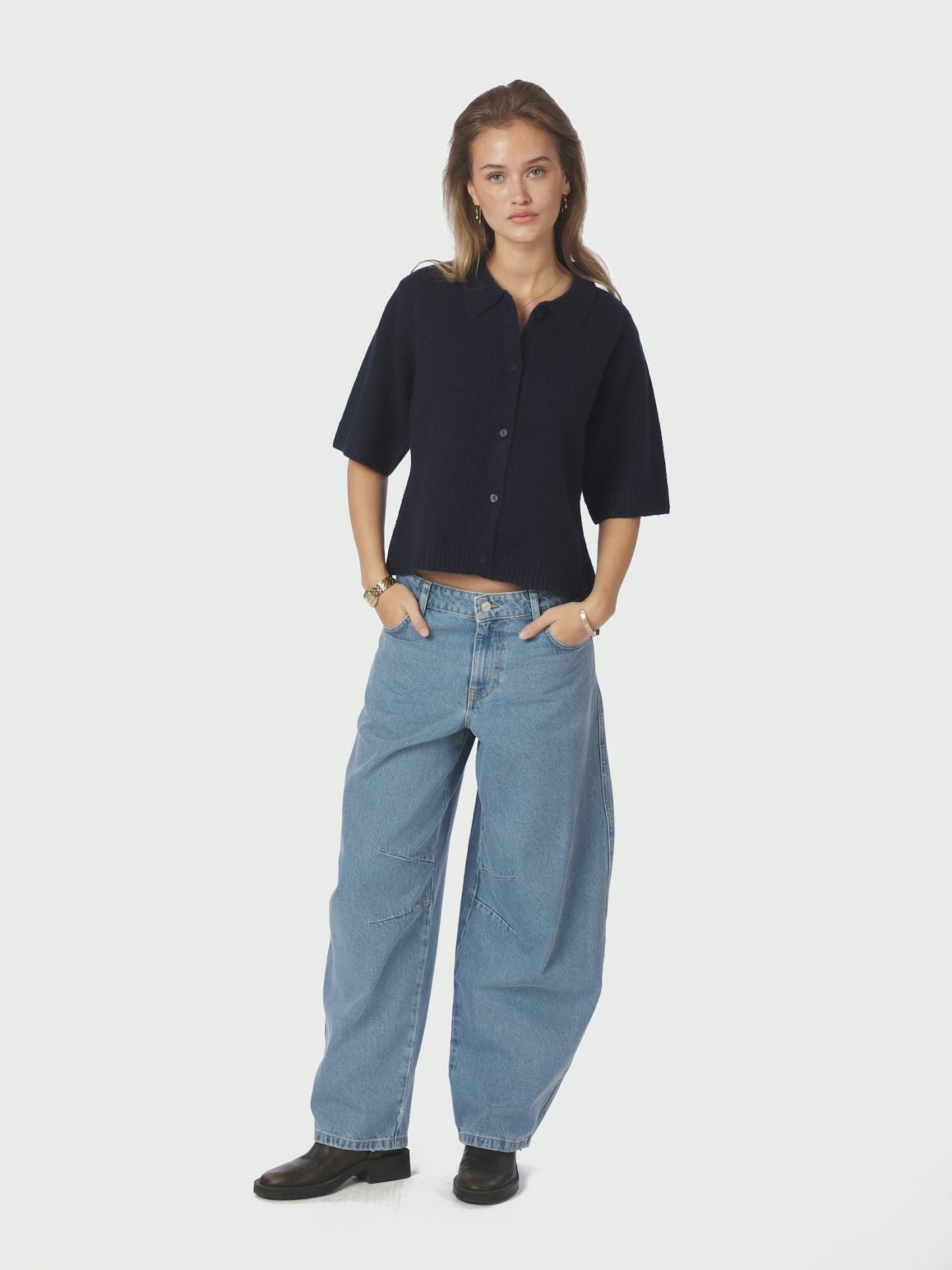 Cunna Knit Blouse - Navy