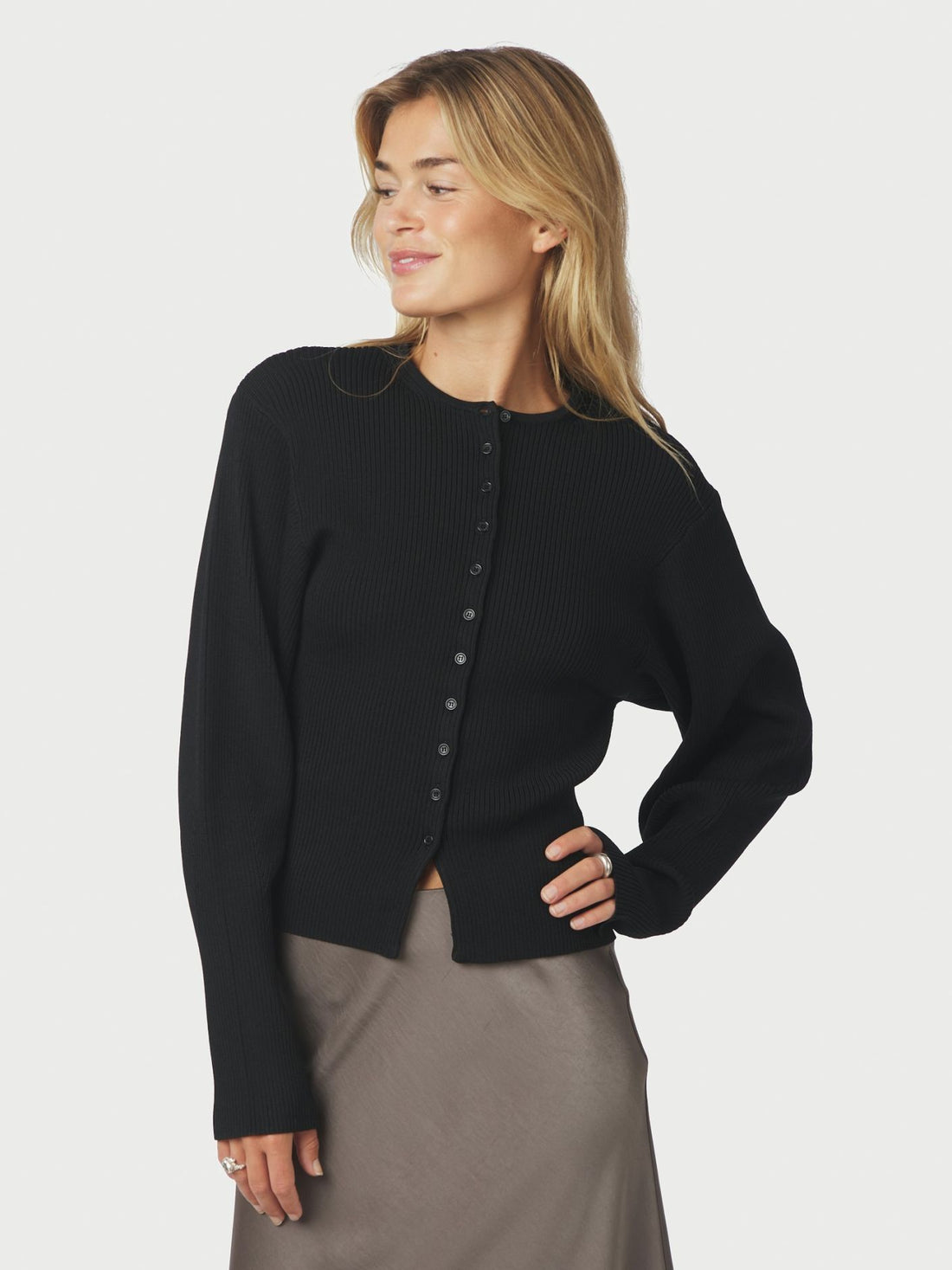 Briano Stitch Knit Cardigan - Black