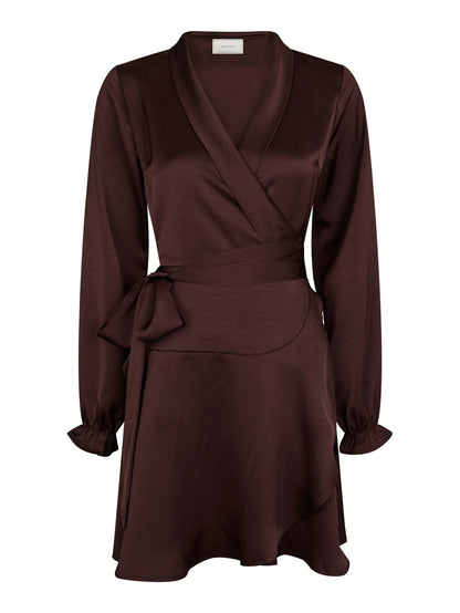 Colbie Heavy Sateen Dress - Burgundy