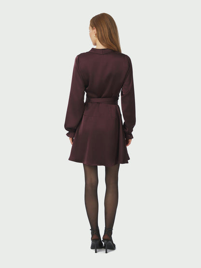Colbie Heavy Sateen Dress - Burgundy