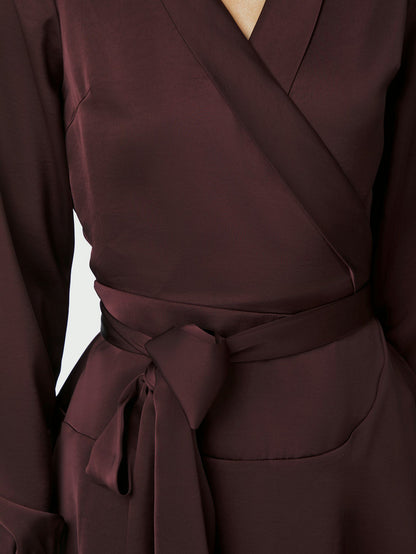 Colbie Heavy Sateen Dress - Burgundy