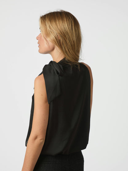 Veda Drapy Satin top - Black