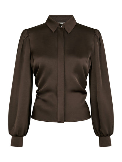 Fransala Heavy Sateen Shirt - Dark Brown