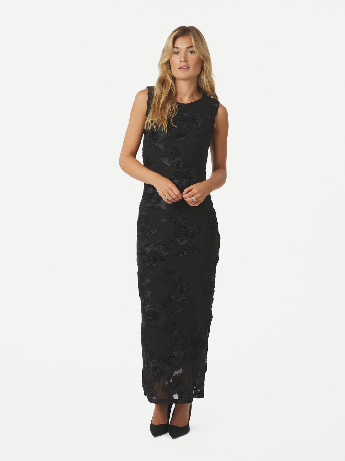 Tiranna Big Flower Mesh Dress - Black