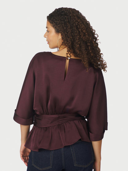 Annegret Heavy Sateen Blouse - Burgundy