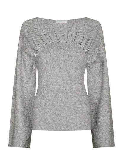 Kaiba Knit Blouse - Light Grey Melange