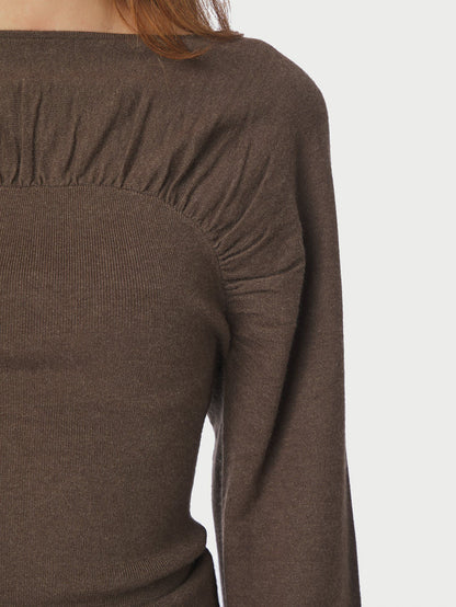 Kaiba Knit Blouse - Brown Melange