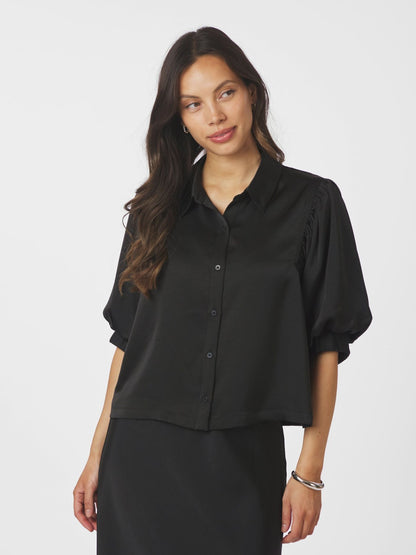 Etta Heavy Sateen Shirt - Black