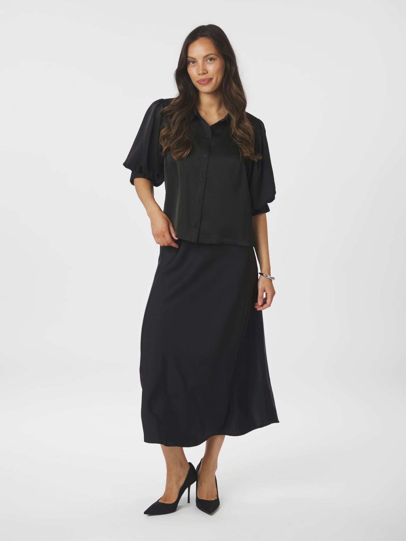 Etta Heavy Sateen Shirt - Black