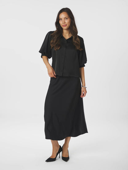 Etta Heavy Sateen Shirt - Black
