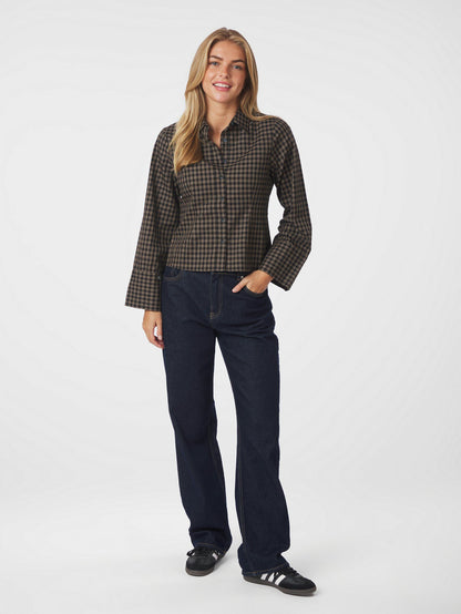Rosa Mini Check Shirt - Black