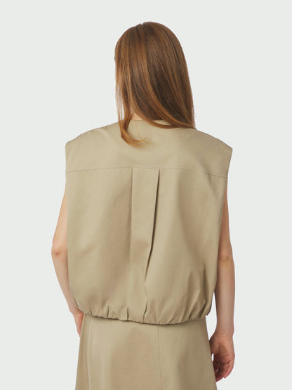 Flo Balloon Twill Vest - Taupe