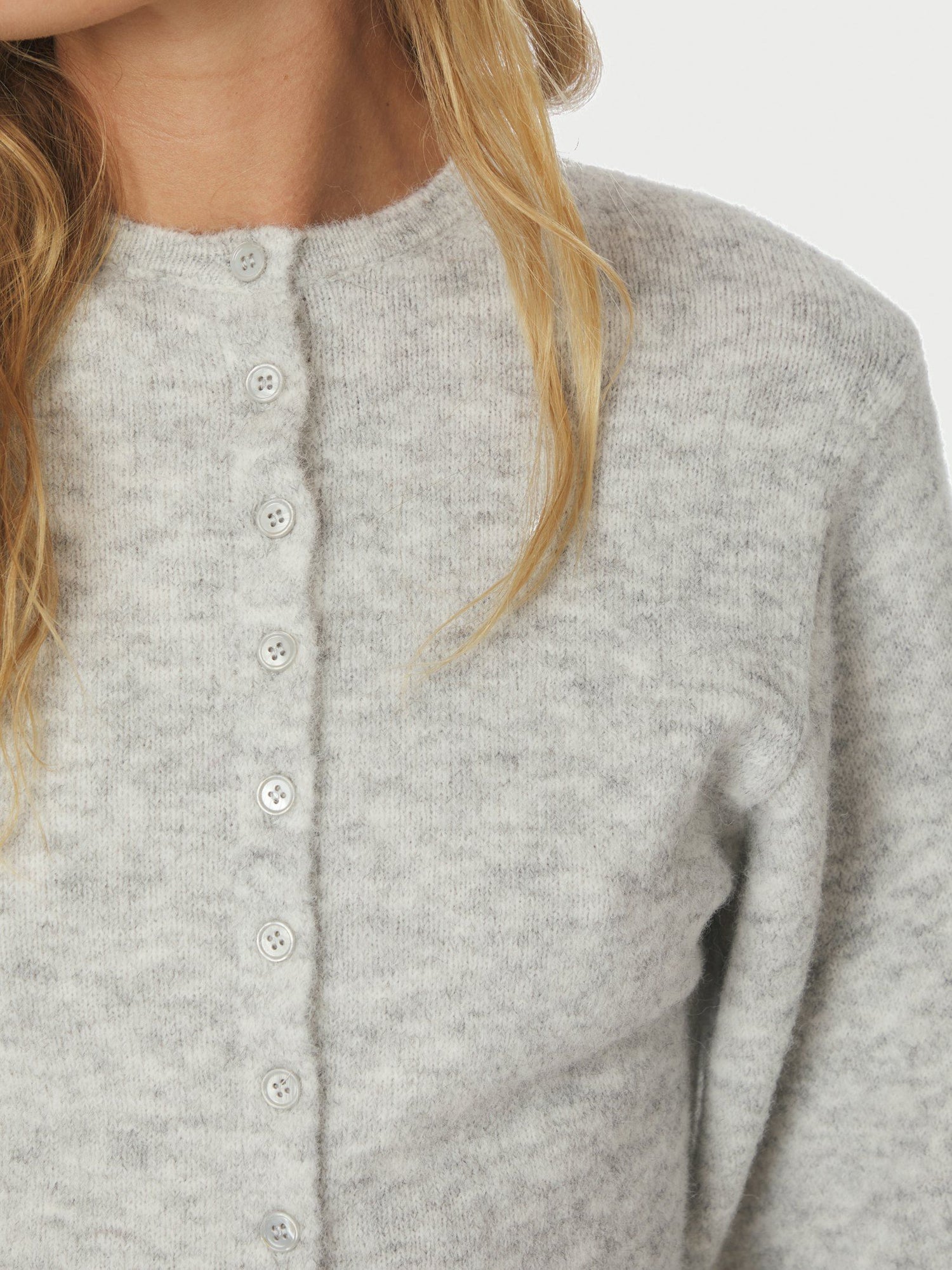 Briano Soft Knit Cardigan - Light Grey Melange