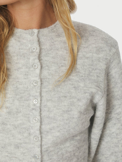 Briano Soft Knit Cardigan - Light Grey Melange