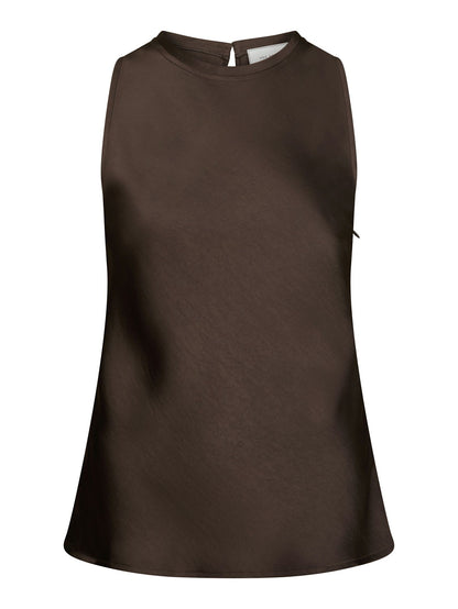 Celina Heavy Sateen Top - Dark Brown