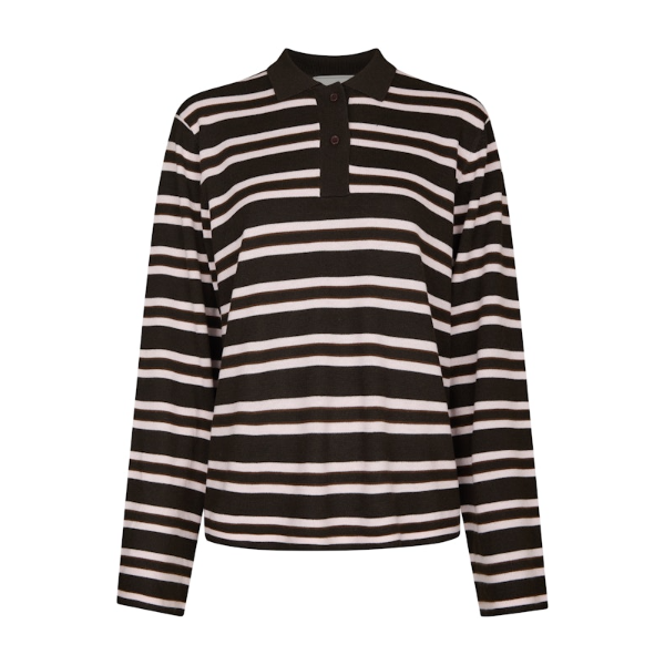 Mala Polo Knit Blouse - Dark Brown