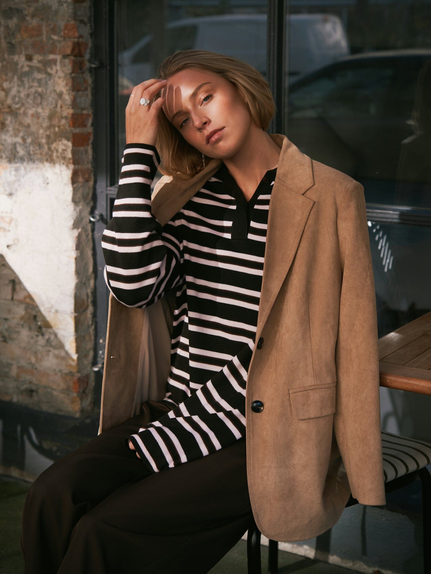 Malo Polo Knit Blouse - Dark Brown