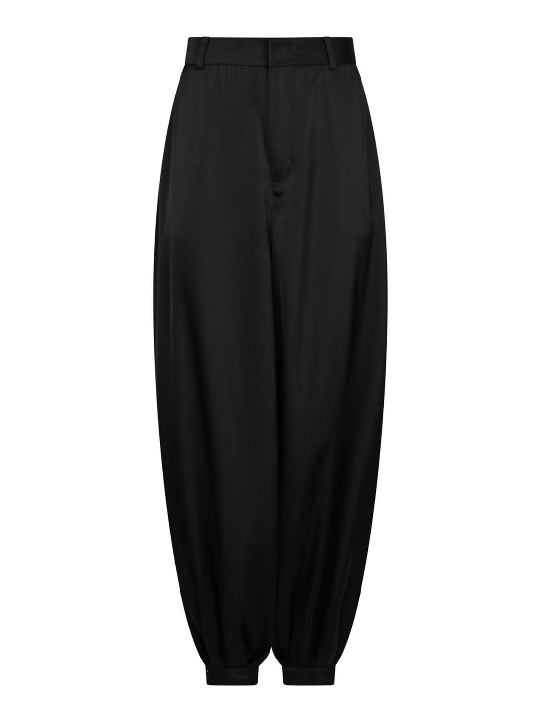 Fayla Drapy Satin Balloon Pants - Black