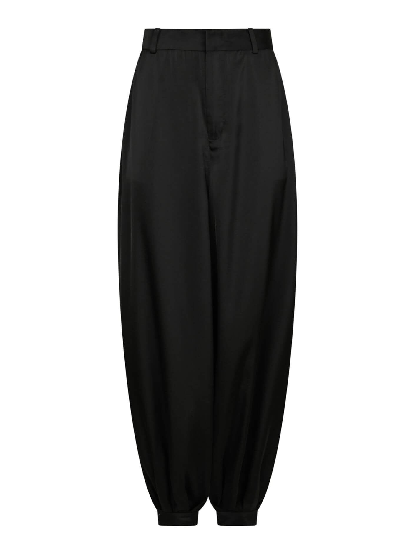 Fayla Drapy Satin Balloon Pants - Black