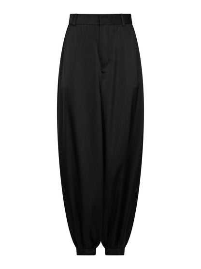 Fayla Drapy Satin Balloon Pants - Black