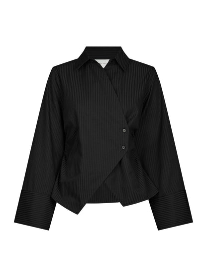 Fenli Tone Stripe shirt - Black