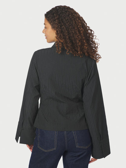 Fenli Tone Stripe shirt - Black