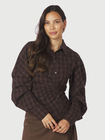 Neoella Check Shirt - Dark Brown