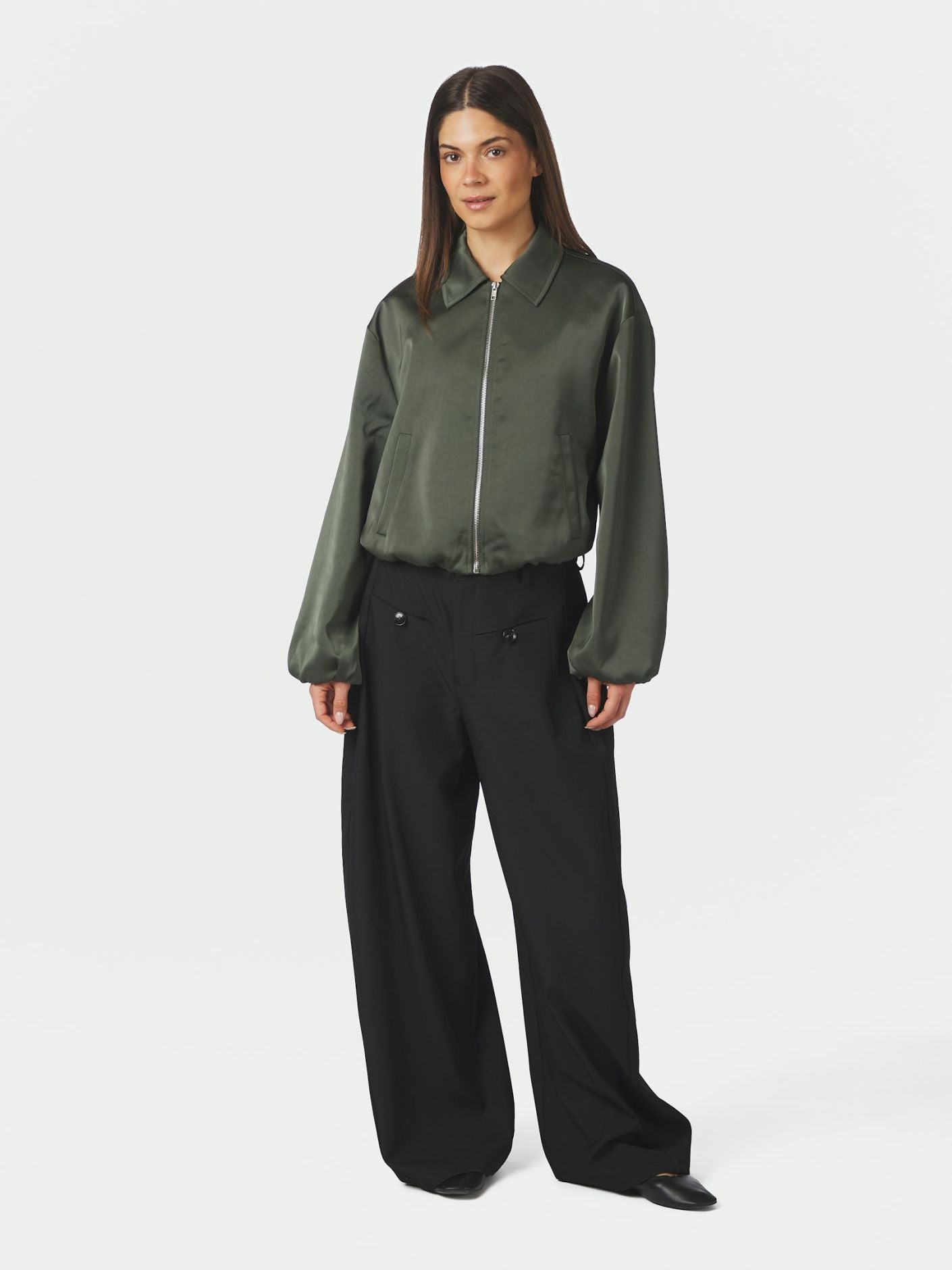 Denielle Heavy Sateen Jacket - Deep Green