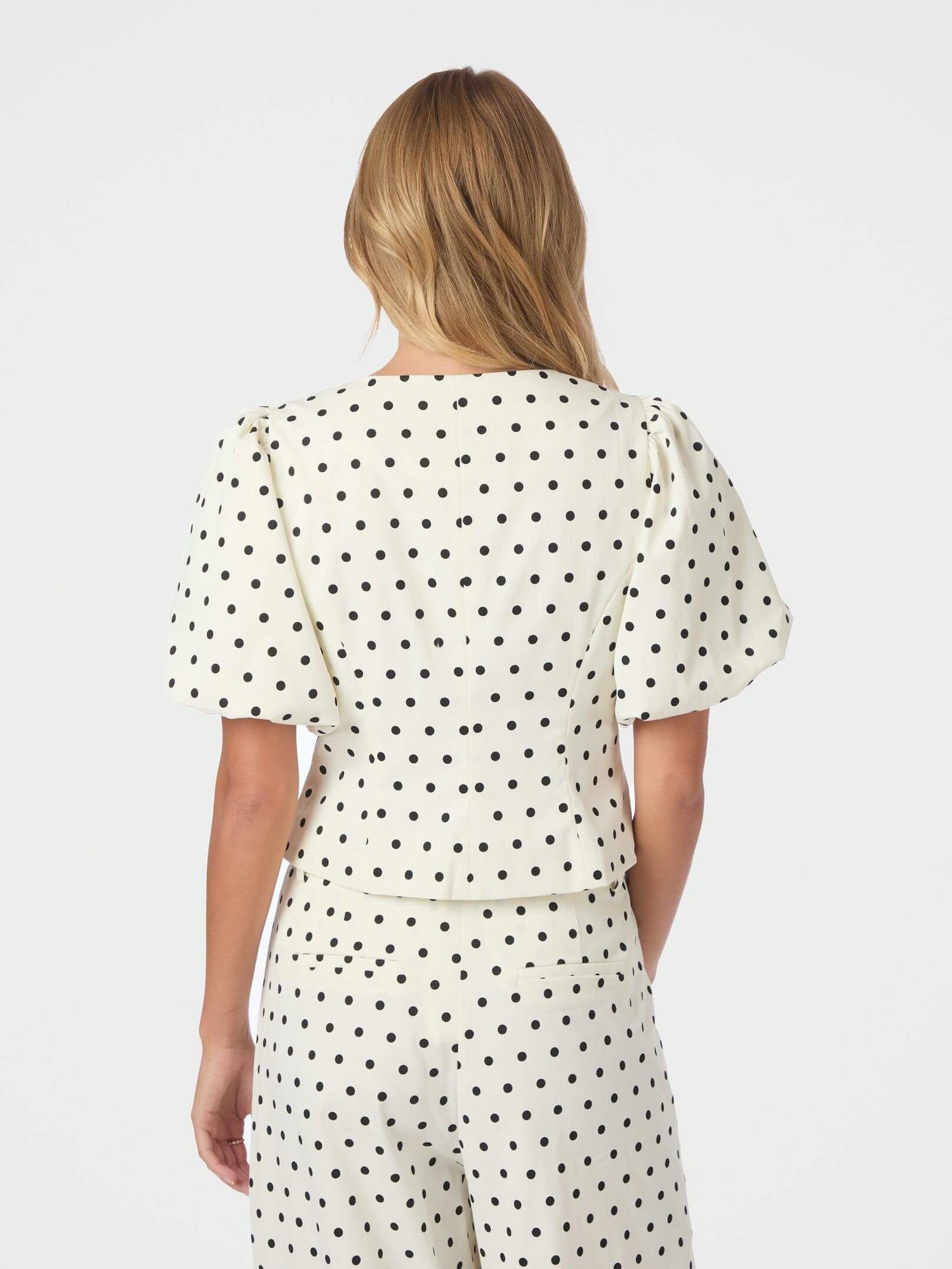 Anela Dot Blouse - White
